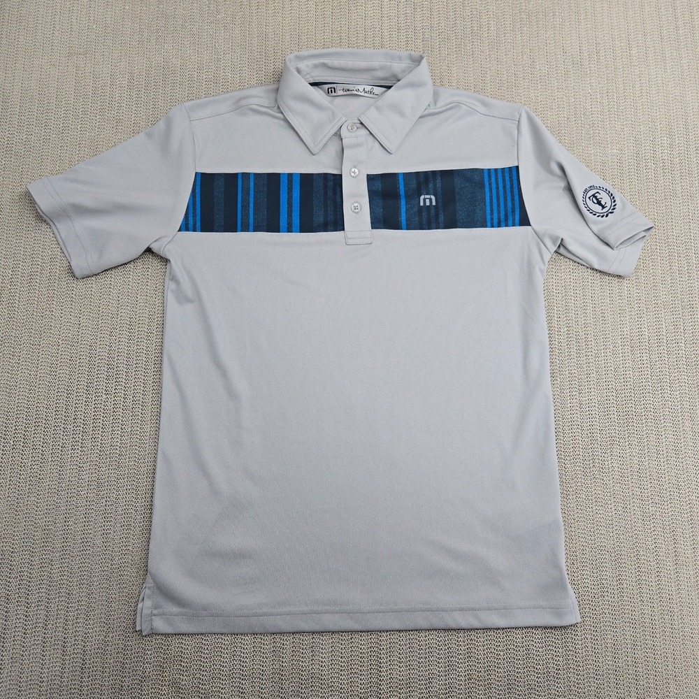 Travis Mathew Polo Shirt Mens Large Gray Blue Tualatin Country Club Oregon Golf